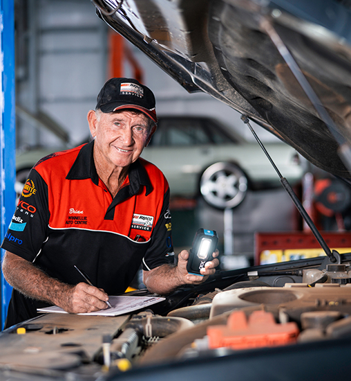 Mechanic checking a car