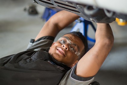 Man working on a car