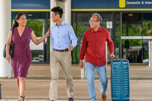 Family leaving airport 