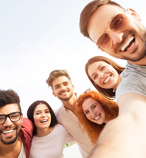 Selfie of a group of friends